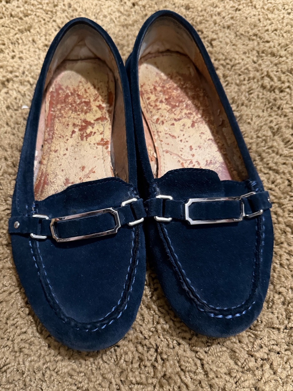 Coach Women's Navy Suede Slip-On Loafers